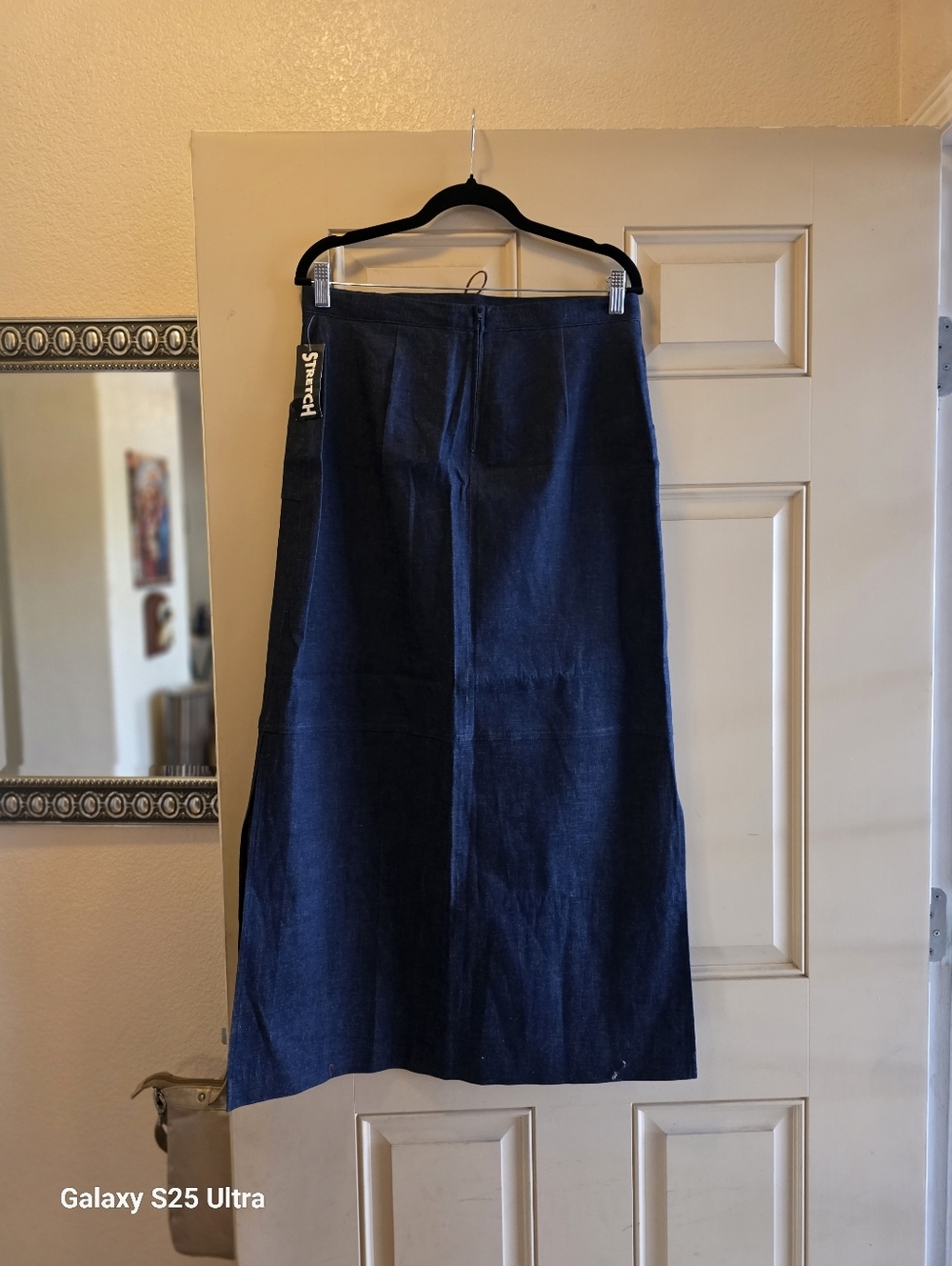 NWT Vintage Deadstock B'way Juniors Denim Maxi Skirt 90s Boho Patch Pocket - Picture 5 of 16